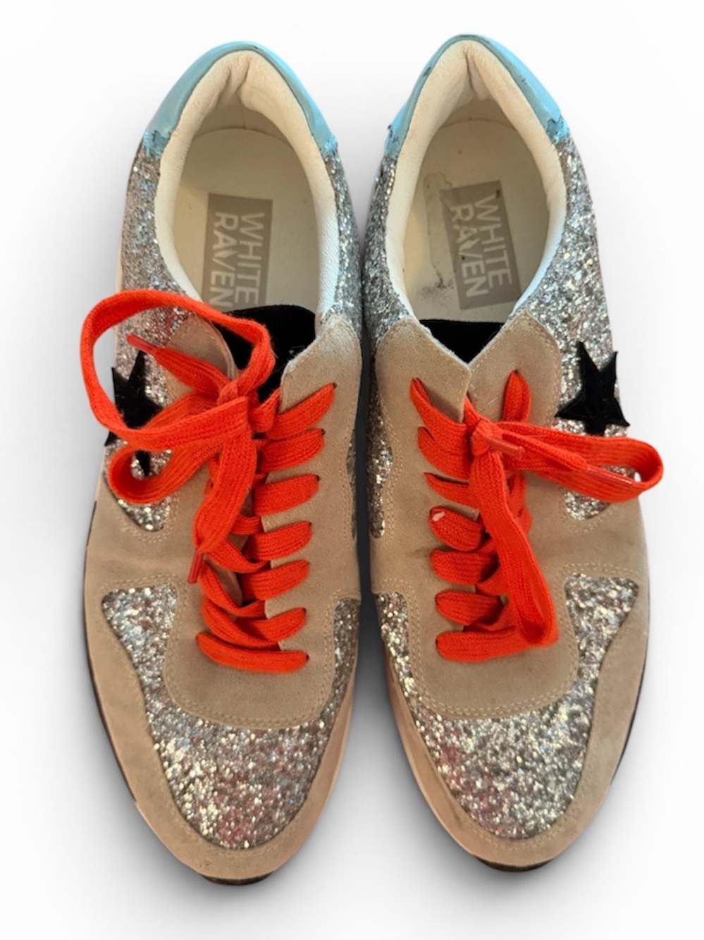 WHITE RAVEN 9 Rockstar Glitter Star Sneakers